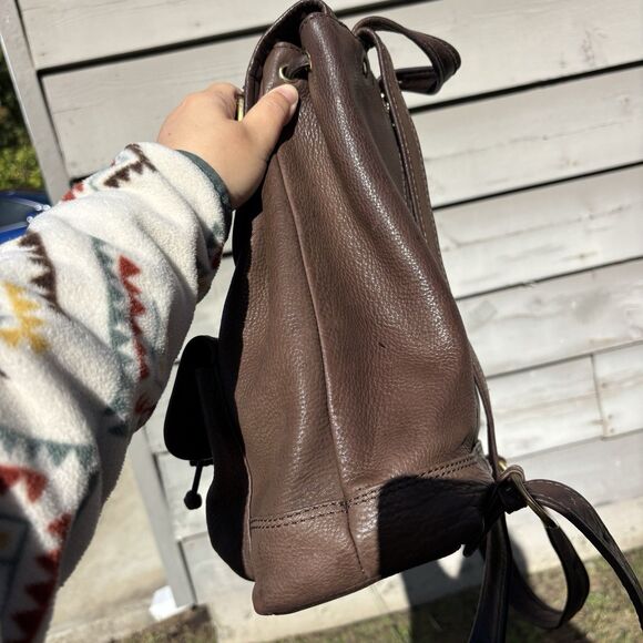 Fossil 75082 Brown Leather Backpack Drawstring Flap Pocket Bag Vintage - Picture 6 of 14